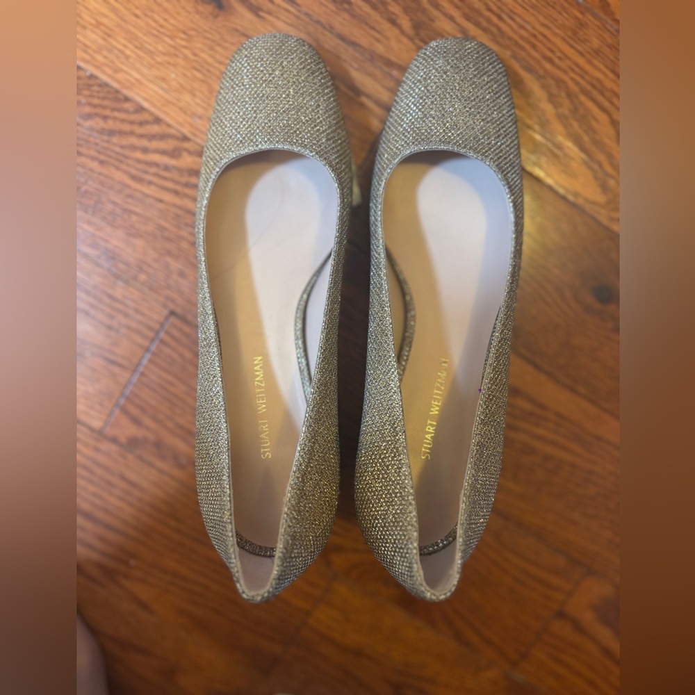 Stuart Weitzman Gold Glitter Flats